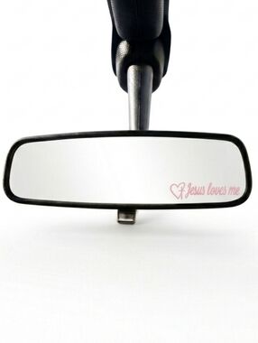 2 Jesus Loves Me Pink Vinyl Car Stickers Rear-view Mirror Glass Sticker